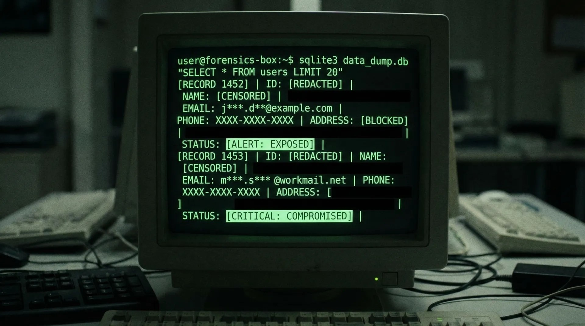 [截图] 泄露数据库查询结果 - 91暗网 调查证据