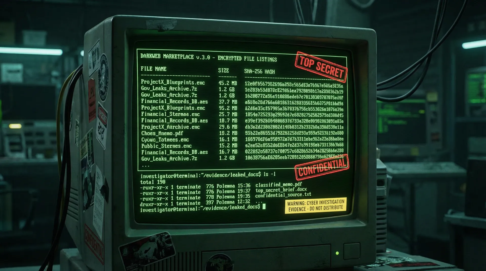 [截图] 加密文件列表及哈希值 - 91暗网 机密档案